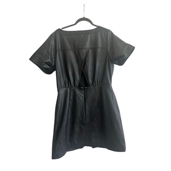 NWT By Anthropologie Faux Leather Wrap Mini Dress Size 14 - Picture 5 of 13